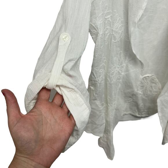 Cottagecore Embroidered Open Front Cardigan‎ Tantrums White Cotton XL - Picture 2 of 6